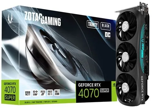 ZOTAC GeForce RTX 4070 SUPER Trinity OC Black - 12GB GDDR6X RAM - Grafikkort