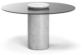 Karakter Castore Spisebord Ø130 Bianco Carrara Marmor/Røget Glas